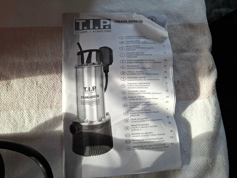 T.I.P. 30136 Zatapialna Pompa Wody 950W 6000 l/h