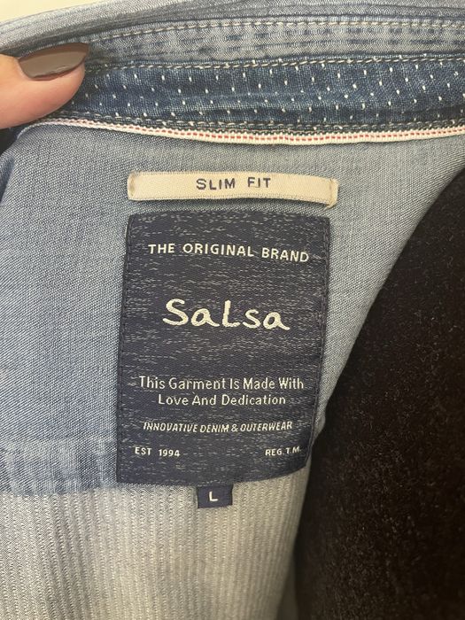 Camisa masculina Salsa azul às riscas – slim fit