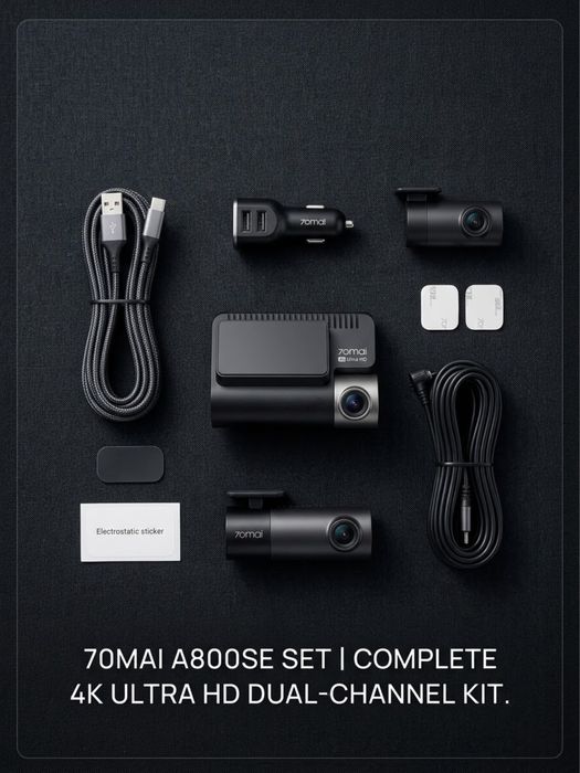 Nowy 70mai Dash Cam 4K A800SE Set (Przód + Tył) – Fabrycznie zamknięty