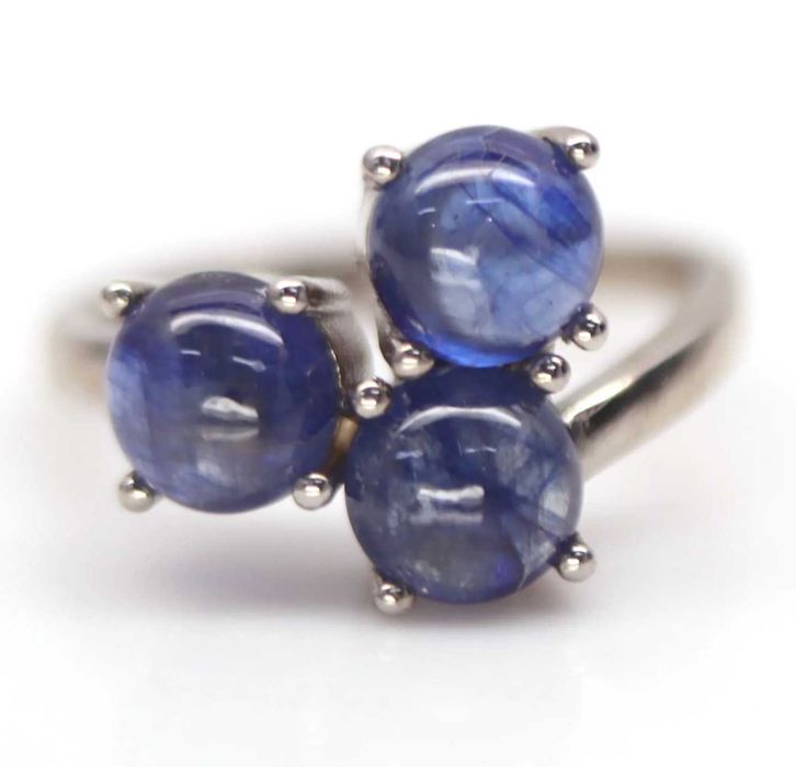 Srebrny Pierscionek Naturalny Szafir r11,5