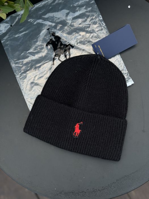 Шапка Polo Ralph Lauren черная шапка Поло Ральф Лоурен мужская зимняя