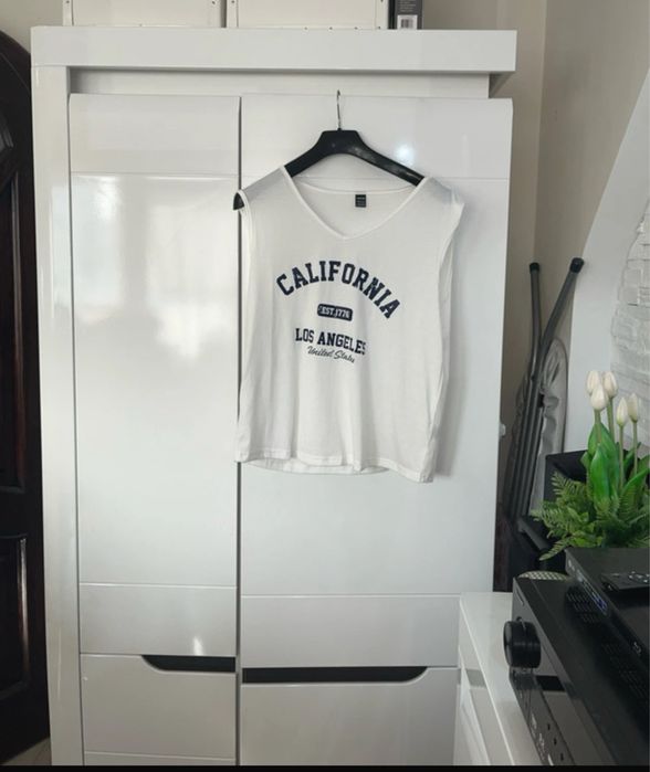T-shirt Shein XXL 44 biały California Los Angeles – luźny styl