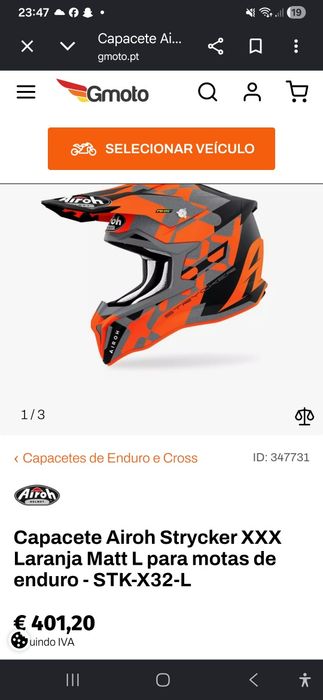 Vendo ou troco Capacete Airoh Strycker XXX Laranja Mate - Tamanho M