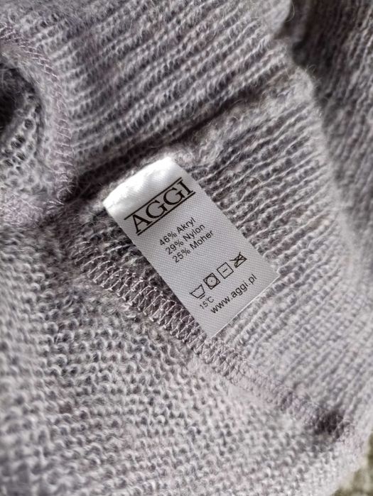 Cienki sweterek z moherem AGGI szary gołębi