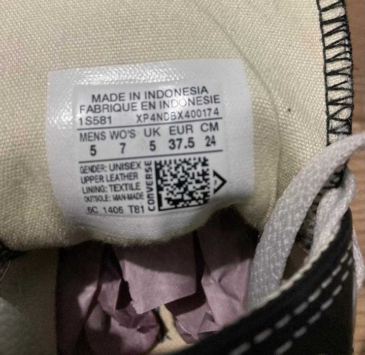 trampki Converse 37,5 czarne wysokie (skóra)