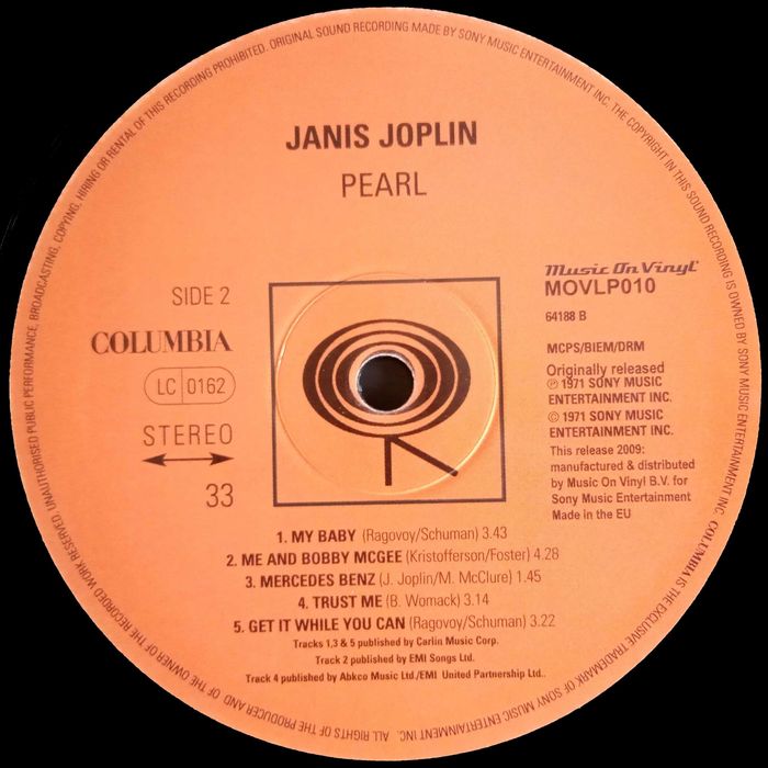 Janis Joplin	- - - - -	Pearl	- - - - -	LP
