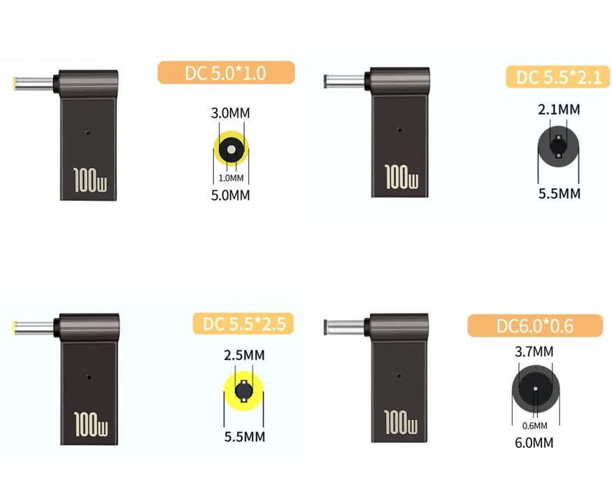 PD 100 Вт переходник usb type c to dc для ноутбука
