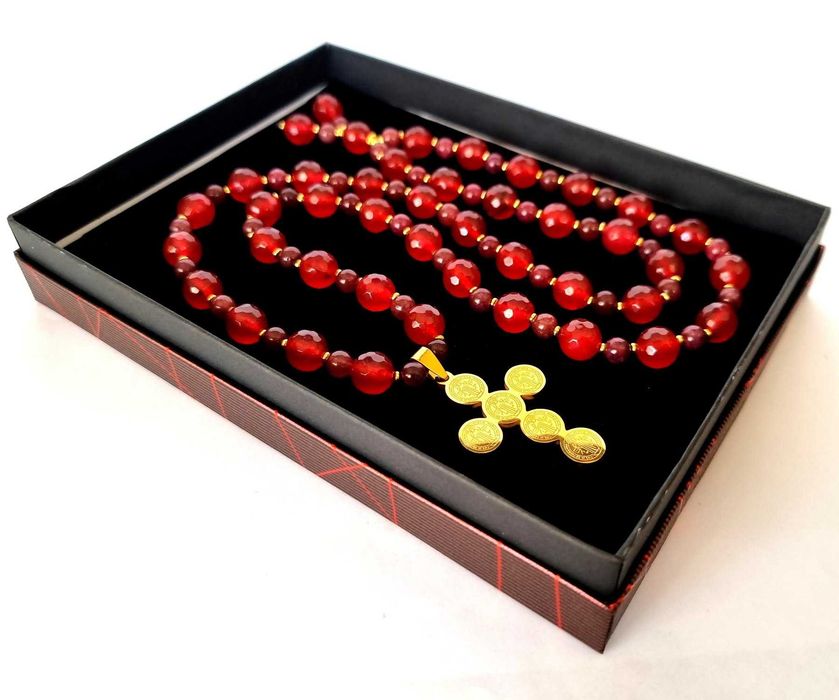 Rubi - Grenat - Colar - Católico - Cruz de São Bento
