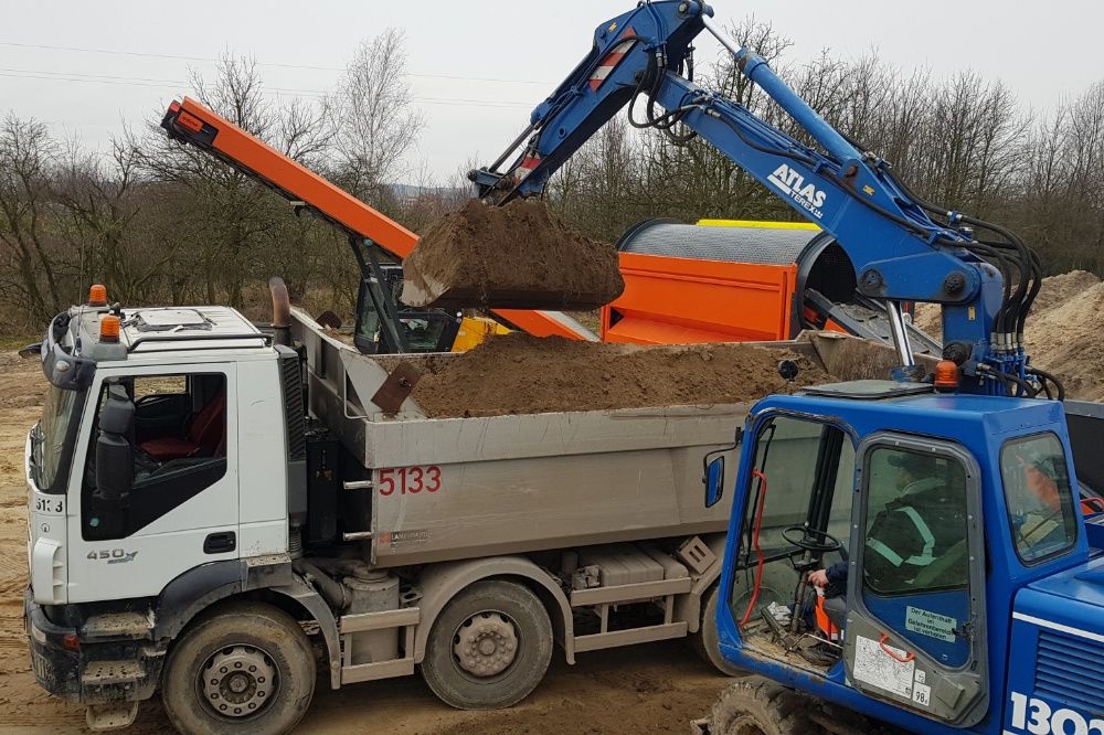 Sprzedaż, transport, piach, piasek, ziemia, żwir gruz zasyp fundamenty