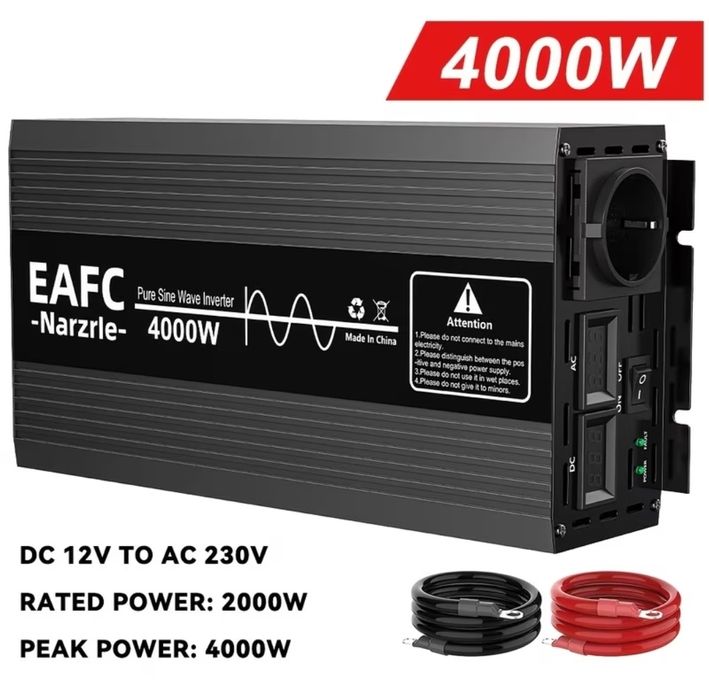 Інвертор EAFC Narzle 4000Вт (постійна  2000Вт) Чиста Синусоїда 12/220В