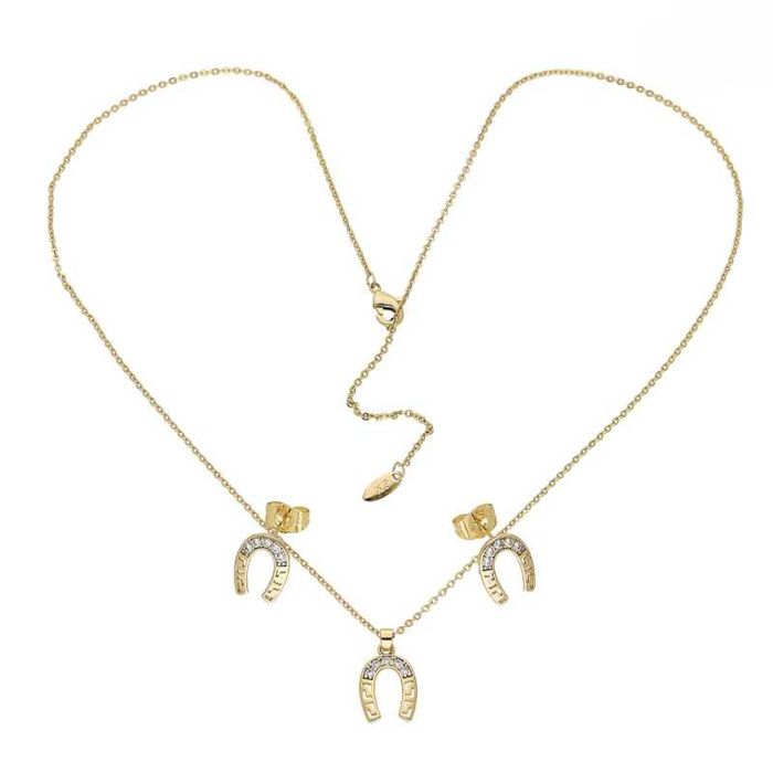 Komplet biżuterii ZŁOTA PODKOWA NA SZCZĘŚCIE Stal chirurgiczna 316L