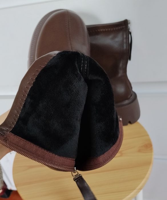 Черевики демісезонні на флісі шоколадного кольору 37-38р