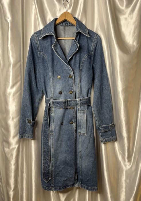 Vintage dżinsowy płaszcz płaszczyk trench trencz alternative denim 90s