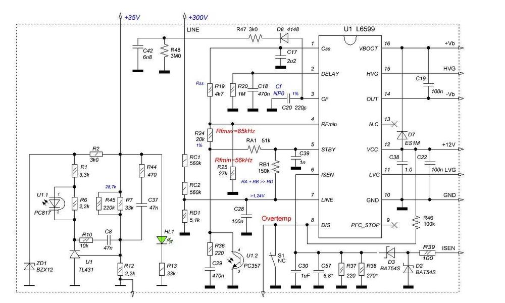 Драйвер LLC на мікросхемі L6599 для блока живлення, плата DIY