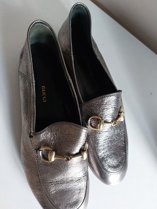 Buty gucci jardaan loafers 38 srebrzyste