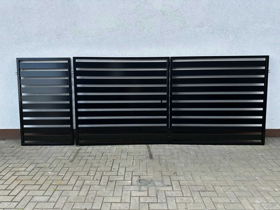 Brama skrzydłowa pasy poziome ocynkowana i malowana proszkowo