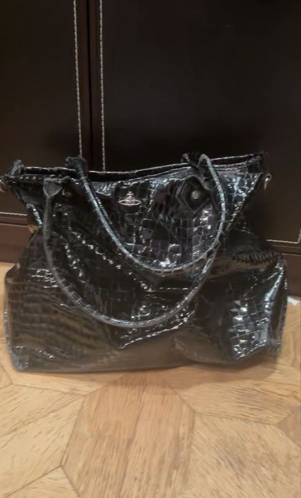 Сумка чорна вінтажна vivienne westwood