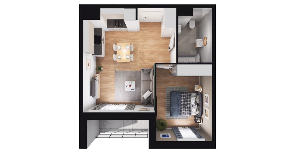 2-pokojowe mieszkanie 38m2 + loggia