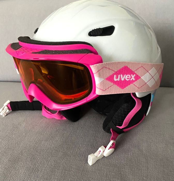 Kask dziecięcy Tecno pro Pulse + Gogle Uvex narciarskie Skyper