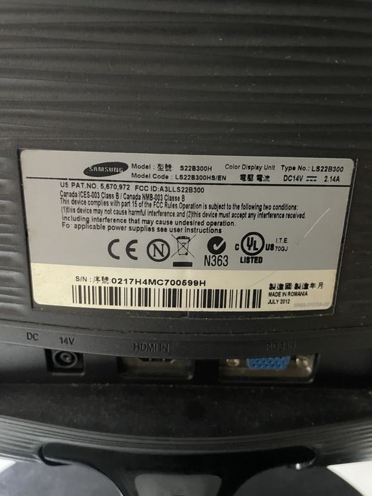 Monitor PC (Samsung) Usado, Bom Negocio com cabo