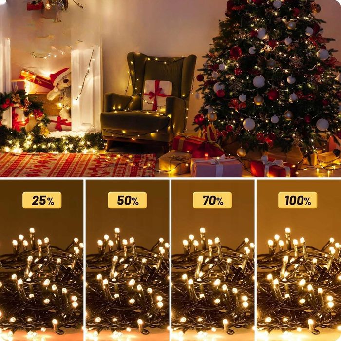 Choinkowe Lampki LED Zewnętrzne Wewnętrzne 20 m 200 LED Wtyczka Pilot