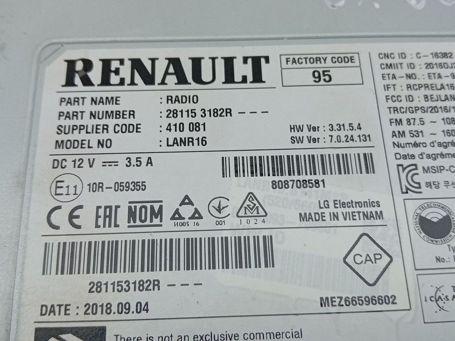 Rádio / auto-rádio RENAULT Kadjar (HA_, HL_)