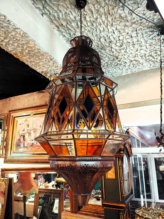 Candeeiro Lanterna Vidro Colorido 6 Lâmpadas