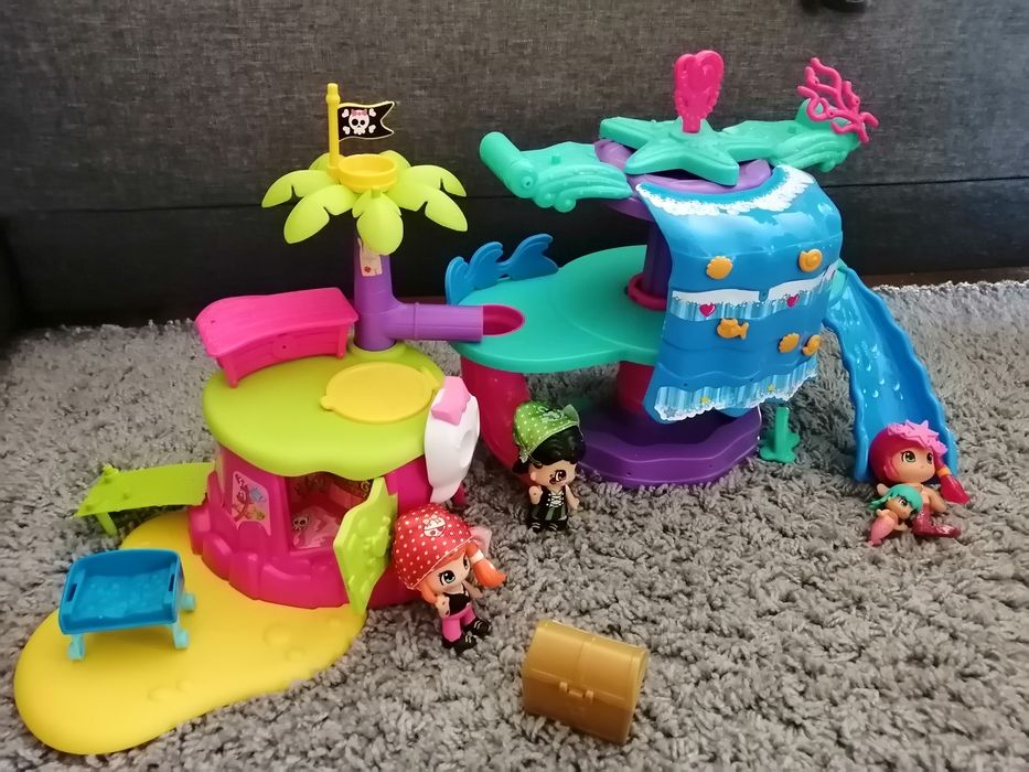 Pinypon Barco e Pinypon nadadores + ilha dos piratas e sereias