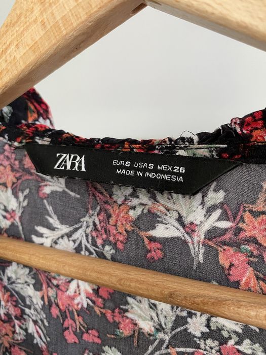 Sukienka mini Zara S36 w kwiaty chrzest komunia dekold V