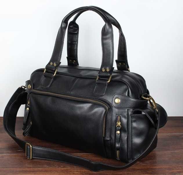 Мужская чоловіча кожаная городская классическая спортивная сумка 2в1