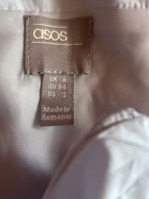 блакитна сукня ASOS DESIGN з відкритими плечима, об'ємними рукавами-ліхтариками 34 р.