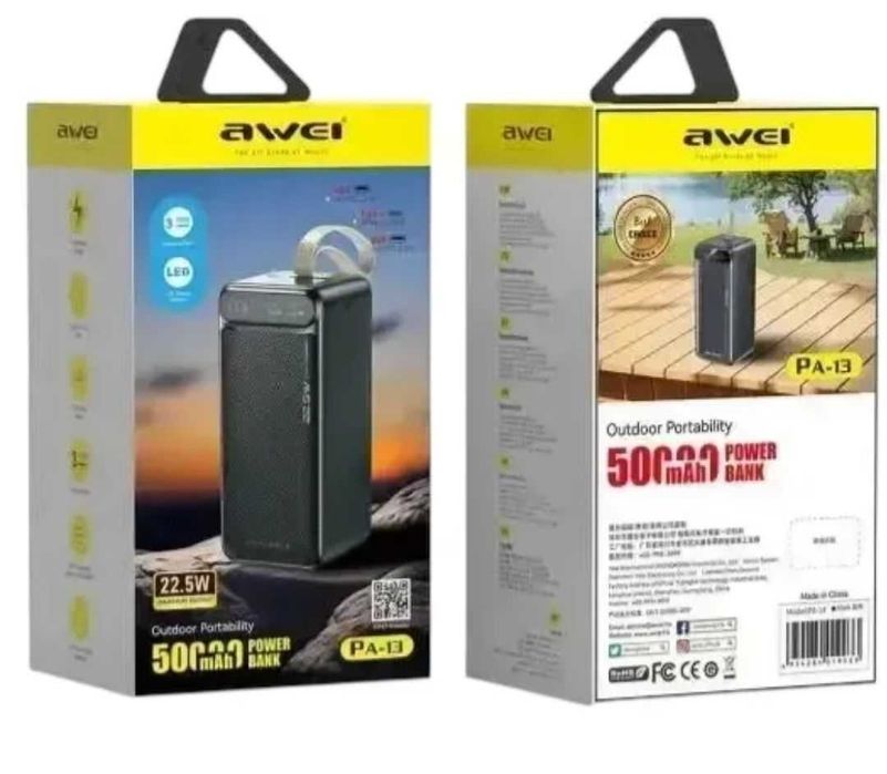 Повербанк AWEI PA-13 50000mAh 9913 Павербанк Powerbank