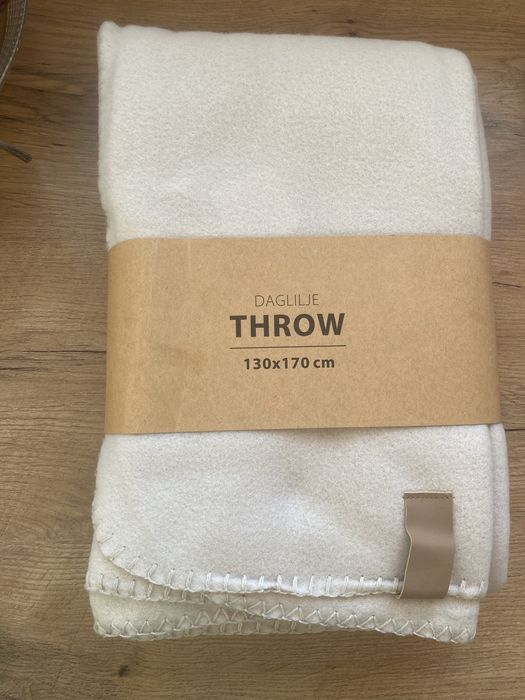 Jysk koc pled bezowy nowy