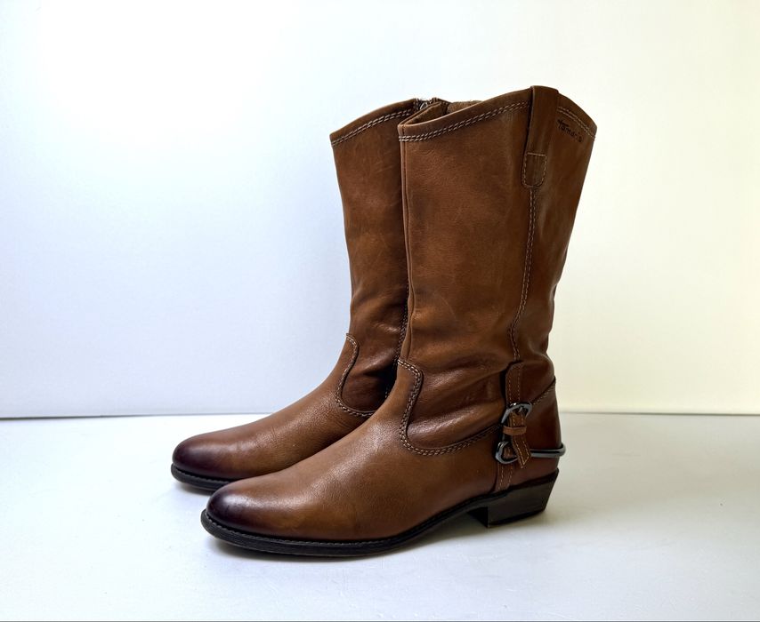Kozaki skórzane Tamaris klasyczne casual z klamrą r 40