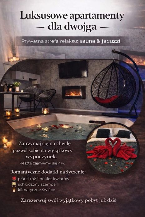 Apartament na wyłączność z jacuzzi w salonie