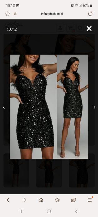 Sukienka czarna z piórkami  L