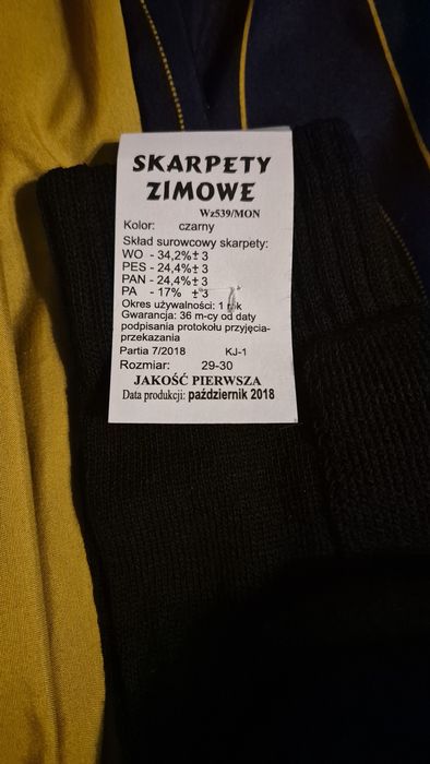 Krajewski Skarpety zimowe, wełniane, wojskowe, rozm. 44/45 Wz539/Mon