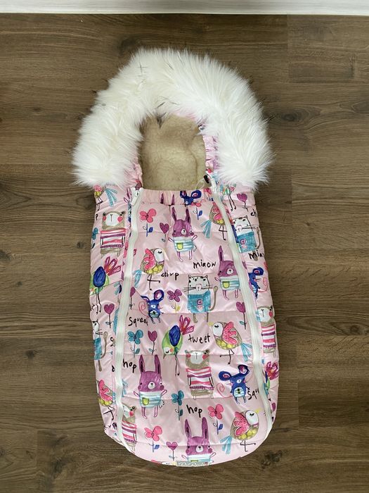 Конверт кокон з опушкою на вівчині