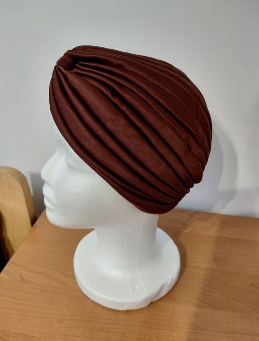 Turban onkologiczny chustka czapka nowy brązowy po chemioterapii
