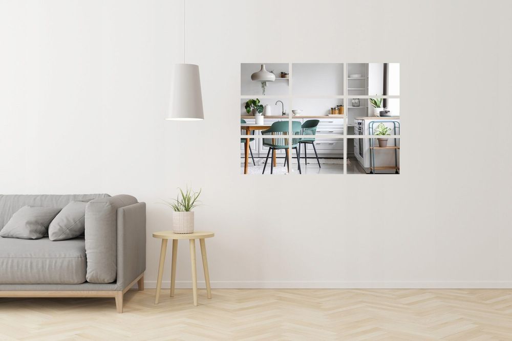 LUSTRO ścienne do przyklejenia 21x30cm zestaw 9szt taśma