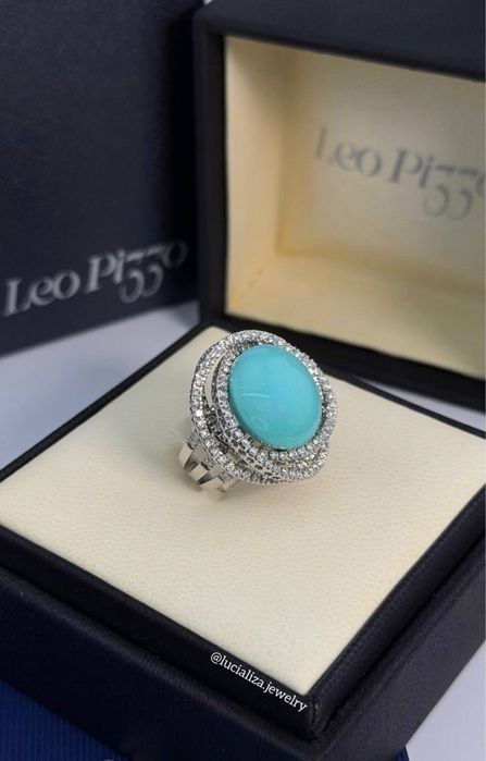 Золота Каблучка Leo Pizzo Оригінал з бірюзою та діамантами