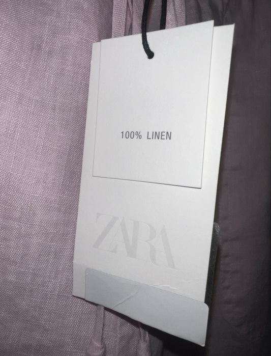Zara pudrowe lniane szorty spodenki r L