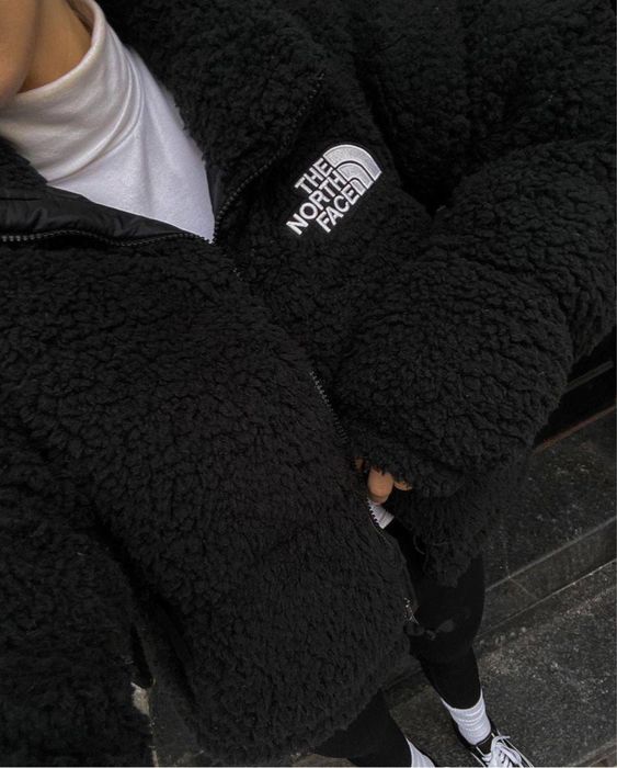 Куртка The North Face шерпа. Жіноча куртка TNF барашек, чорна