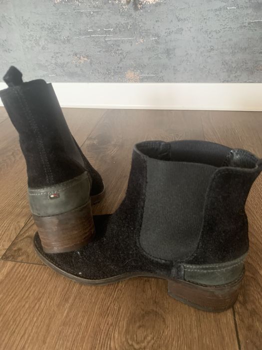 Buty botki skorzane czarne Tomy Hilfiger 38