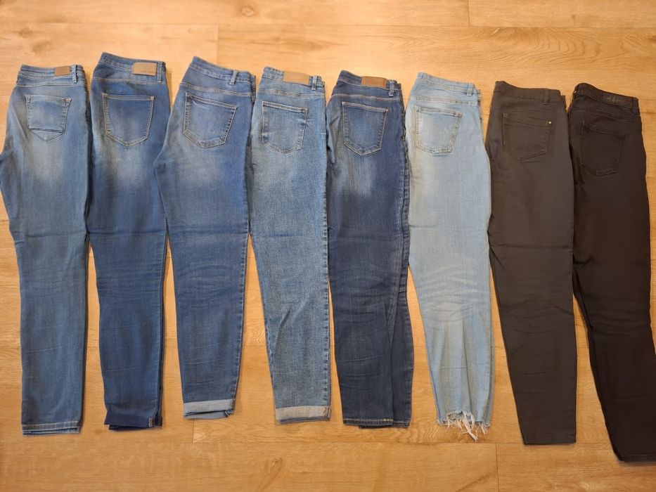 8 par spodni 38/40 M L jeansy skinny straight