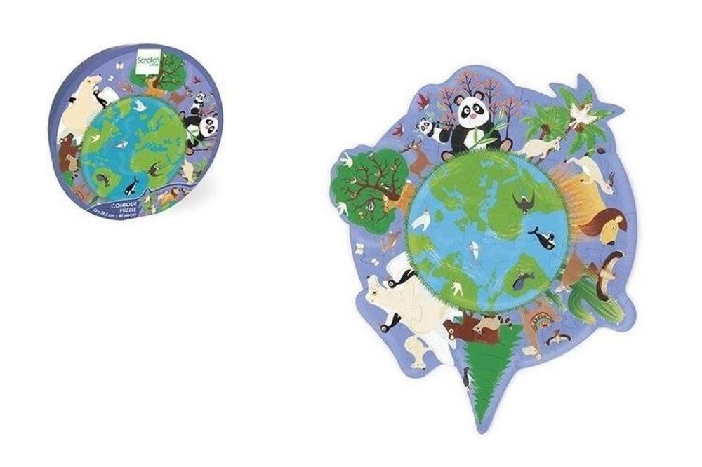 Puzzle 45 konturowe Mapa świata pudełko,159x163 mm