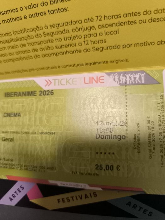 Bilhete Iberanime Domingo