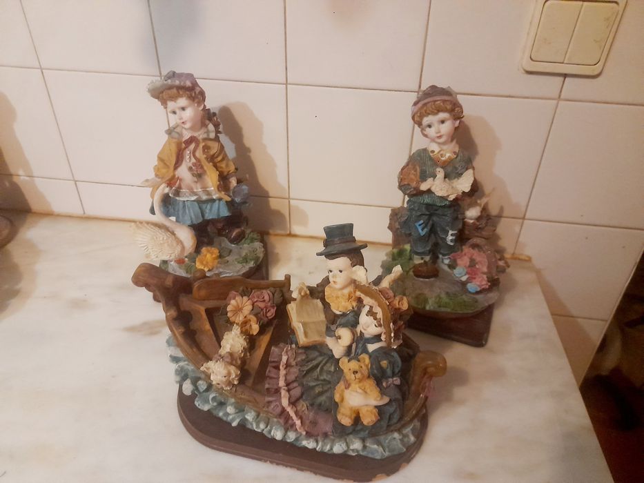 Conjunto de 3 Peças Estatuetas Antigas