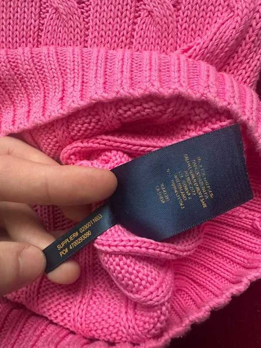 Różowy sweter warkocz Polo Ralph Lauren damski cable knit klasyk