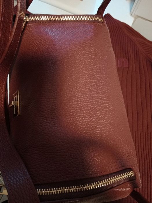 Torebki skóra naturalna licowa bordowa i fango